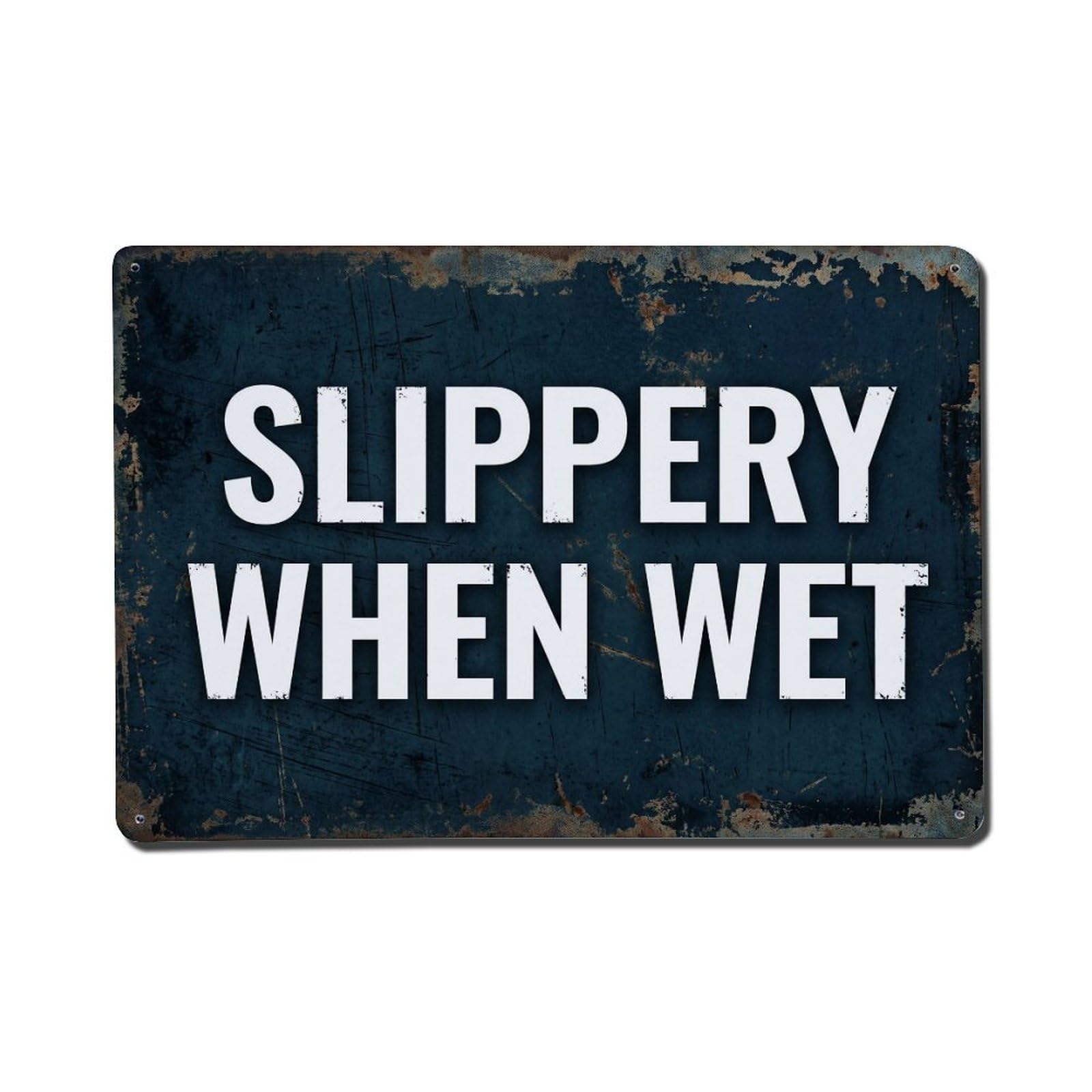 Vintage Slippery When Wet Metal Tin Sign Plaque Wall Decor for Cafe, Club Bar, Office, Garden Metal Poster 8x12Inch