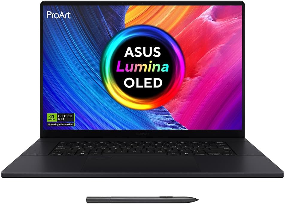 ASUS ProArt 16 OLED H7606WP Laptop | 16.0” 4K OLED Touchscreen | CoPilot+ PC | AMD Ryzen AI 9 HX 370 | NVIDIA GeForce RTX 5070 | 32GB RAM | 1TB PCIe G4 SSD | Backlit Keyboard | Windows 11 | Stylus Pen