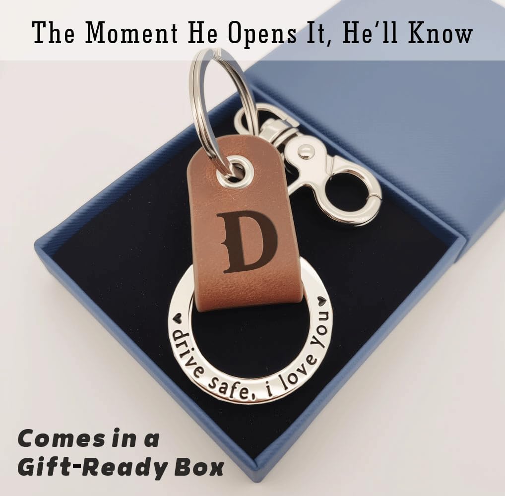 Custom Engraved Leather Keychain, Personalized Initial Key Ring for Him, Stainless Steel Couple Gift for Men & Women - Image 5