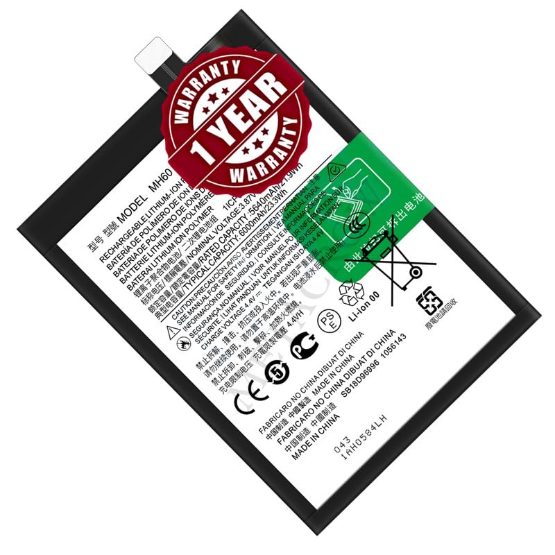 Image of Original MH60 Battery Compatible for Motorola Moto G10 Power (PAMR0002IN, PAMR0008IN, PAMR0010IN) - (6000mAh) - 1 Year Warranty JK1