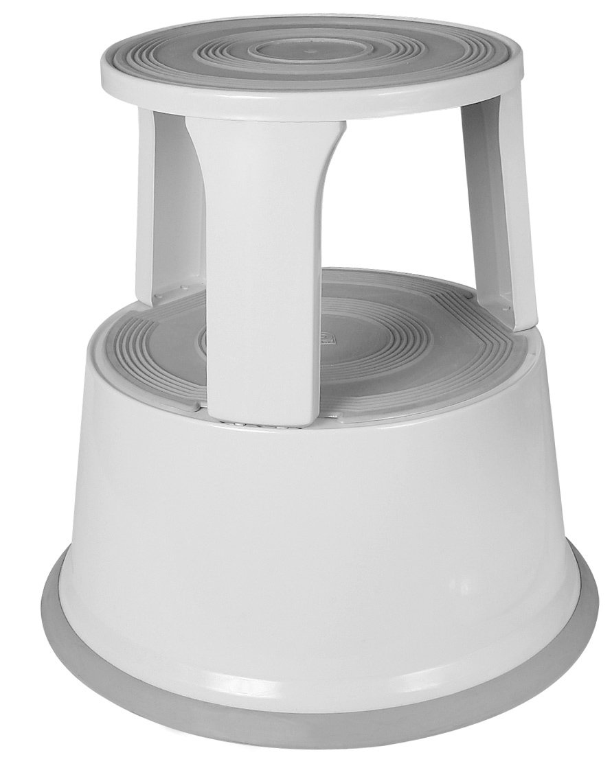 Supastep RLS Metal Kick Stool with Retractable Castor - Grey