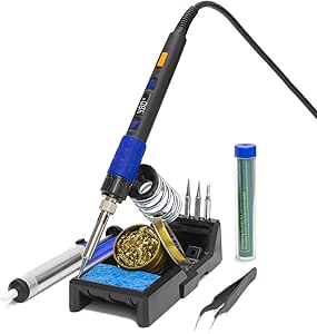 YIHUA 928D-III Fer à souder set avec fonction de stabilisation de la température et affichage LED 3 Pannes à Souder 15g 1.0mm de soudure pompe à dessouder pour le soudage et le dessoudage(EU PLUG)