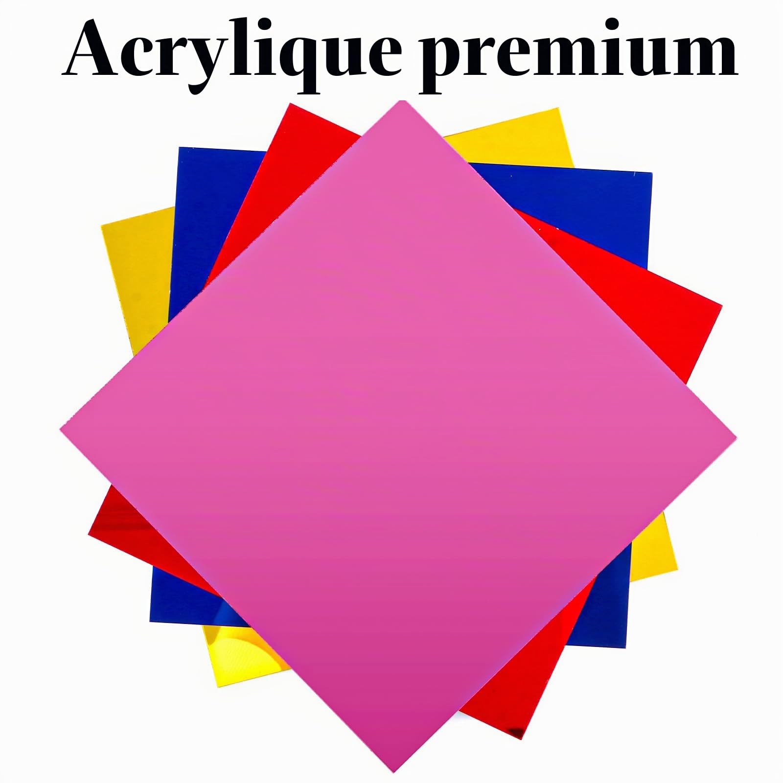 WOPPLXY 12 Pièces Plaque Acrylique, Plaque Acrylique pour Gravure Laser de 200 x 200 x 3 mm, Plaques Plastique Rigide Effet Miroir pour Loisirs Créatifs et Cadres Photo (Or, Rose, Bleu, Rouge)