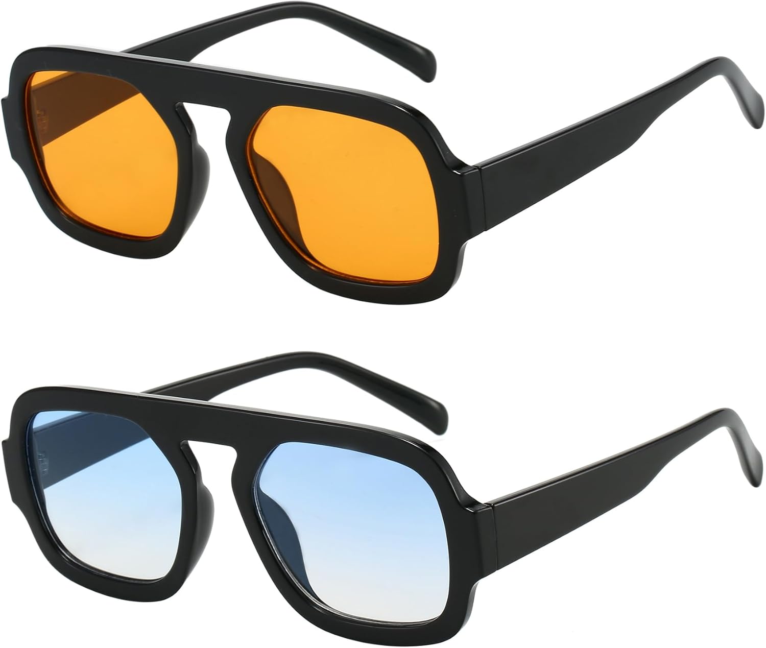 MUNSADE Trendy Square Aviator Sunglasses for Women Flat Top Designer Stylish Frame Sun Glasses Vintage Shades