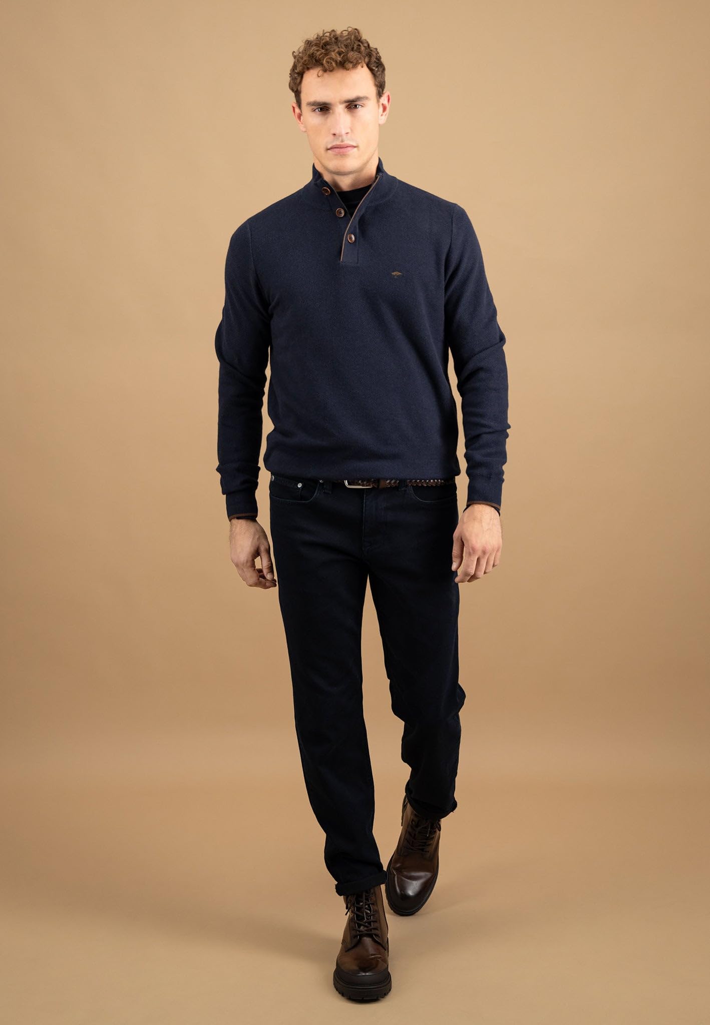 FYNCH-HATTON Jersey de algodón con botones y cuello alto