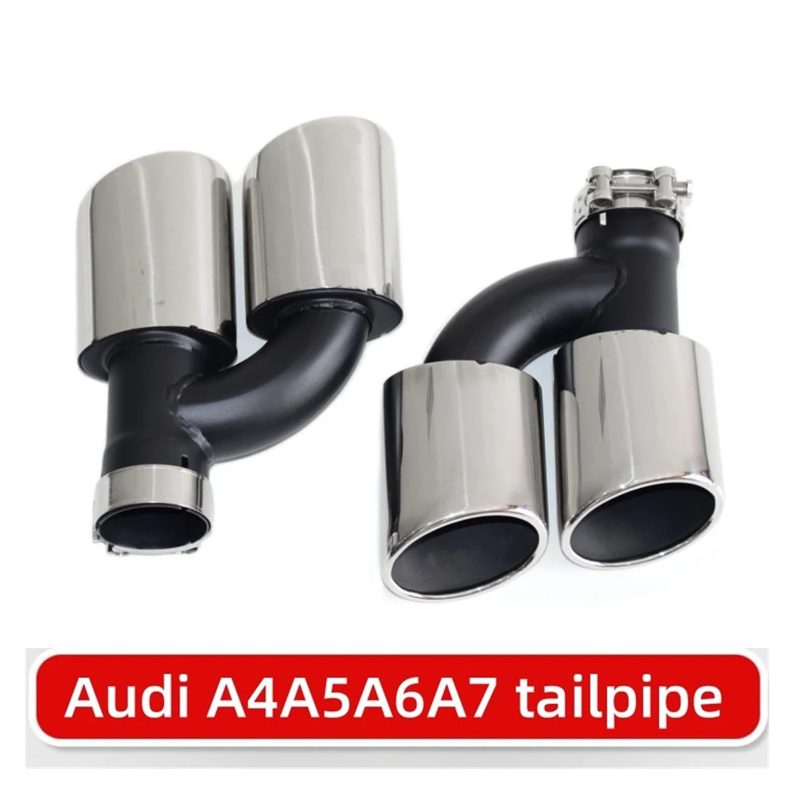 2 szt./zestaw Podwójna rura wydechowa ze stali nierdzewnej z tyłu samochodu kompatybilna z Audi A4 A5 A6 A7 do S4 S5 S6 S7 Czarna końcówka tłumika 60 mm dysza(Army Green)
