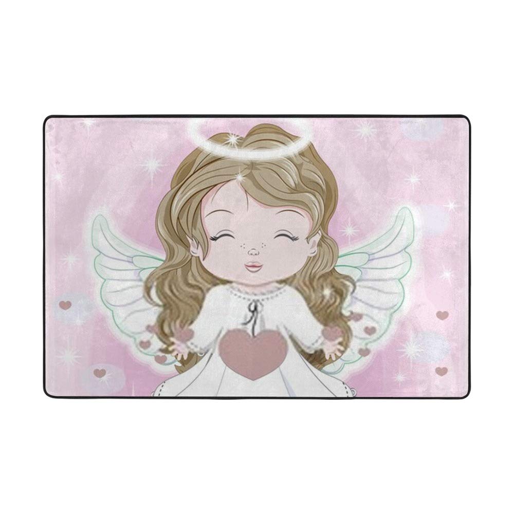 Tapis de sol enfant avec motif ange en velours corail pour coin lecture