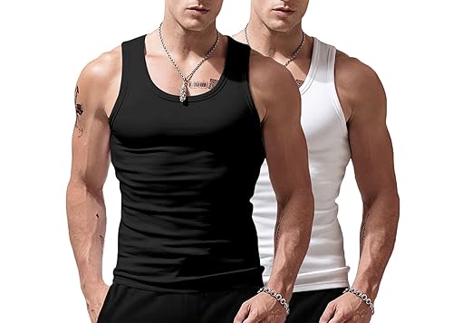 Men's Stringer Tank Tops Cotton Vest Sleeveless Gym Workout Bodybuilding