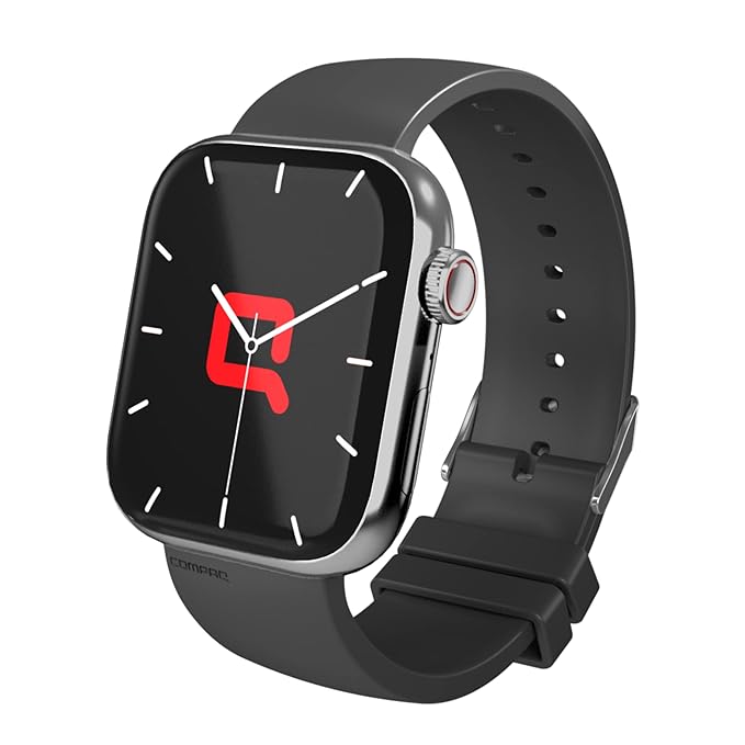 Compaq Q Watch Dimension Series with 1.81″ HD Display| BT Calling| Instant Messaging Notification| Blood Pressure Monitoring| Heart Rate Monitoring | Wireless Charging| Smartwatch (Gray) at Rs. 2676