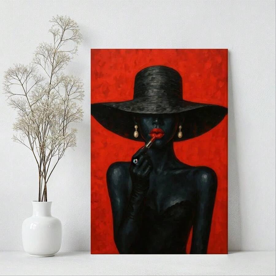 Affiche art grand format avec cadre intérieur portrait beauté noire toile