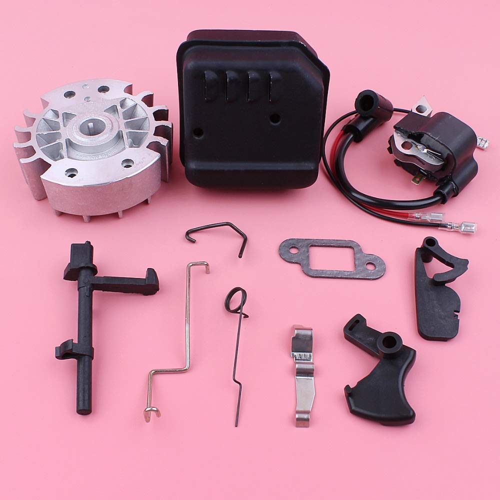 HAOHAO Agotar Kit silenciador del Volante Bobina de Encendido Gatillo Choke Varilla Muelle Compatible with Stihl MS180 MS170 Motosierra 018 017 Repuesto