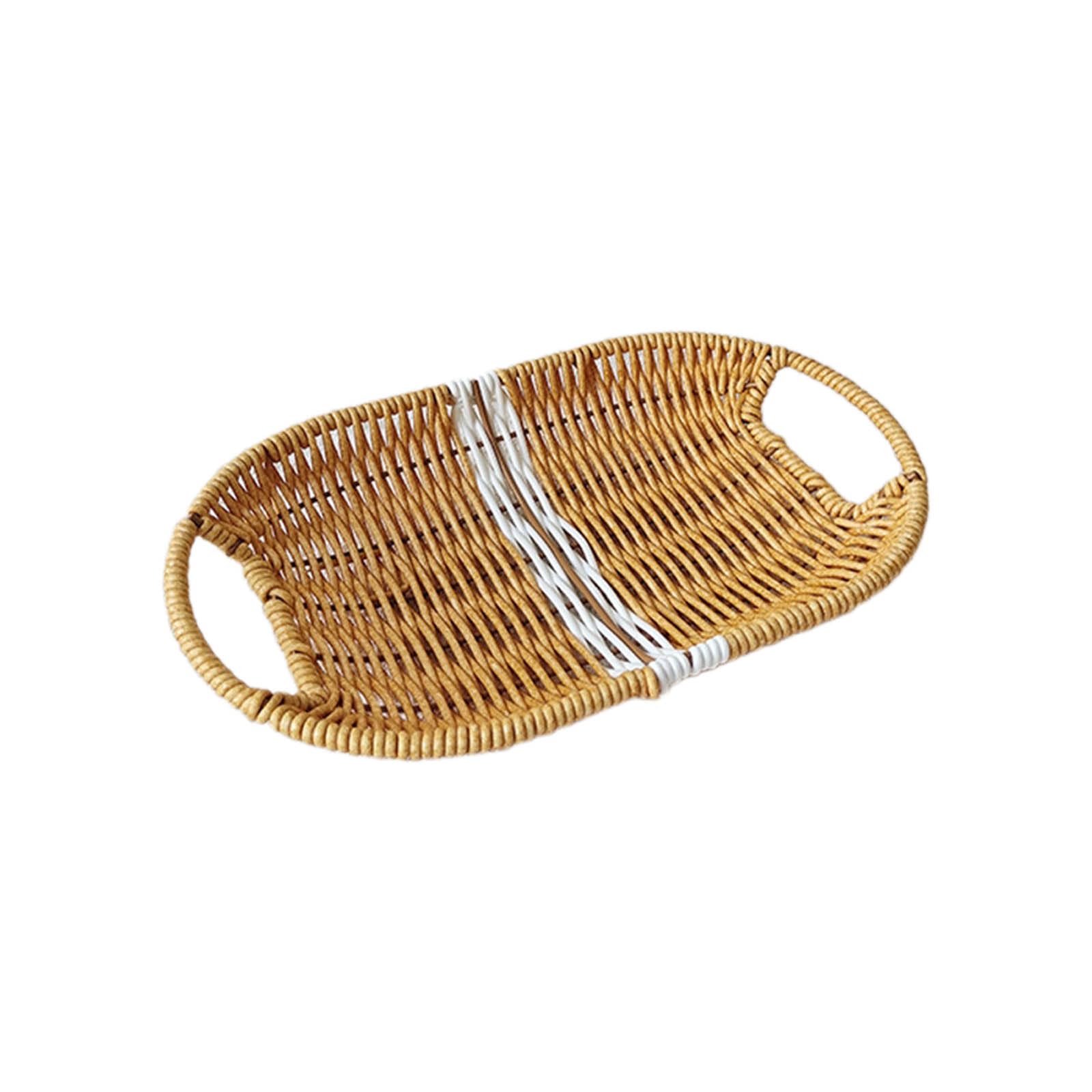 Buxuaaaa Multipurpose Food Serving Baskets Woven Storage Container Effective Serving Holders for Bread Fruit Brown Oval Baskets