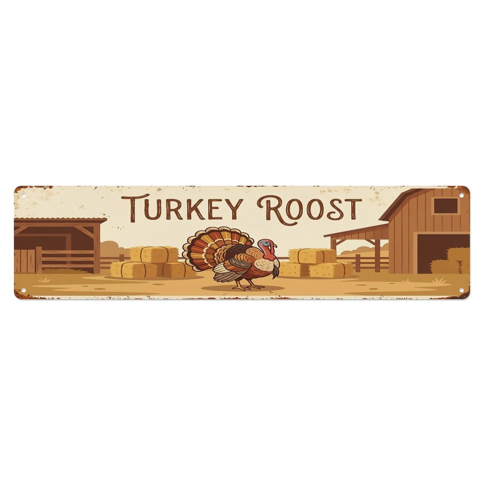 Vintage Turkey Farm Scene Turkey Roost Metal Tin Sign