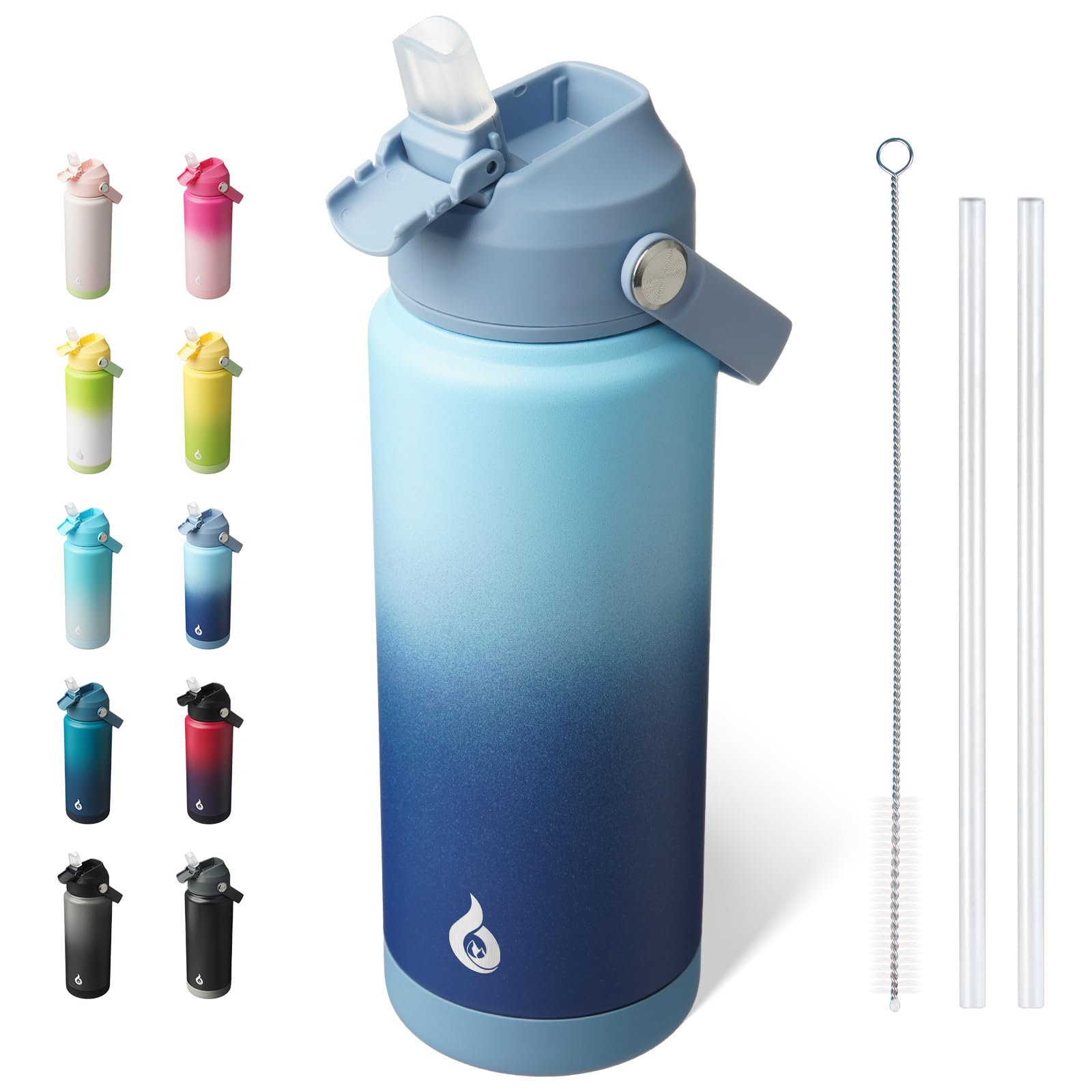 BJPKPK Water Bottle with Straw Lid, 24oz Vacuum Insulated Water Bottles