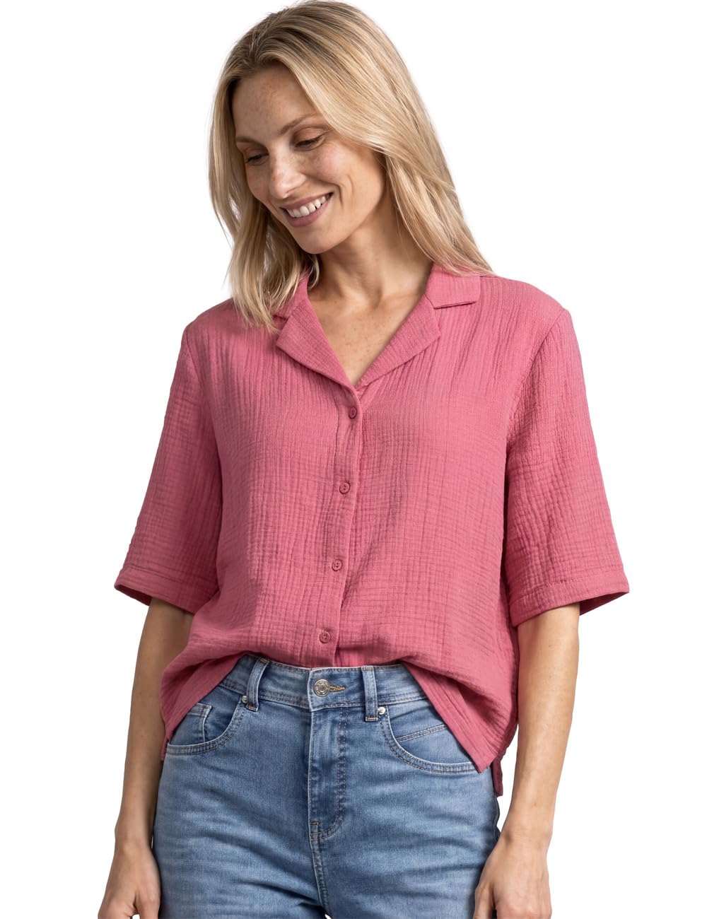 Street One Muslin Blouse with Bowling Collar Blush Berry 34