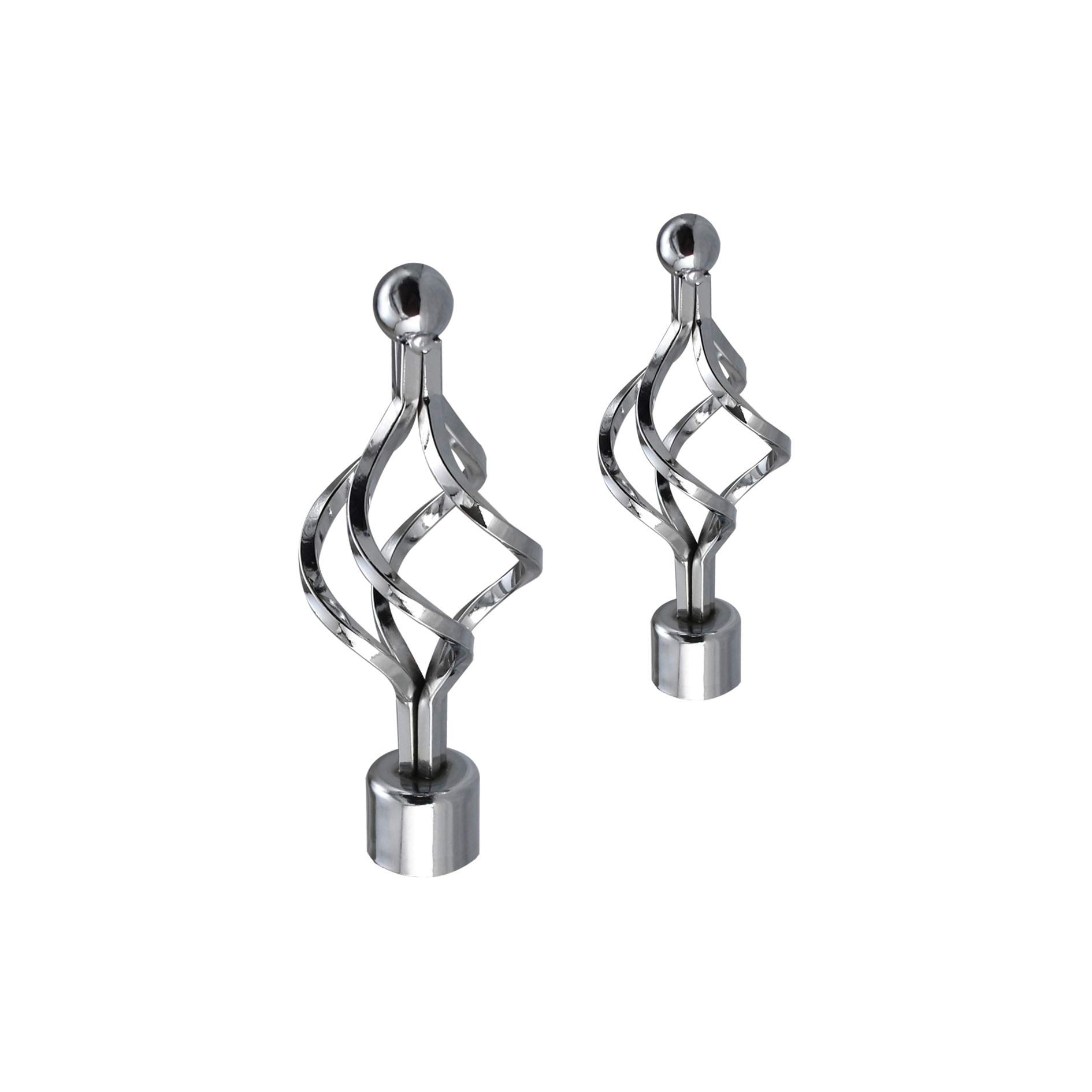 Your Home Online Metal Curtain Pole Rod Pack of 2 Finials/Ends for 19mm 28mm Diameter Poles Chrome (Set Of 2 Roma Finials, 19mm)