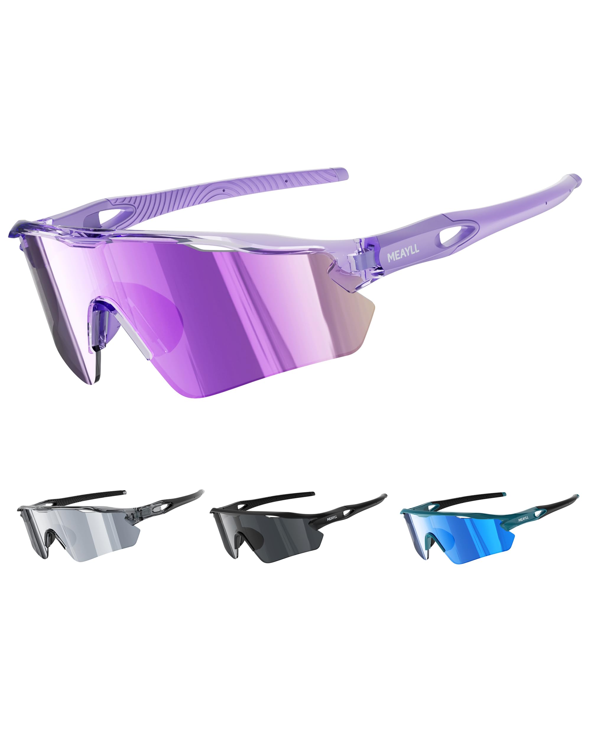Occhiali Ciclismo Uomo Donna | Occhiali Sportivi UV400 per MTB e Bici da Corsa, Montatura TR90 Ultraleggera, Naselli e Aste Regolabili, Occhiali da Sole per Running, Ciclismo e Sport Outdoor