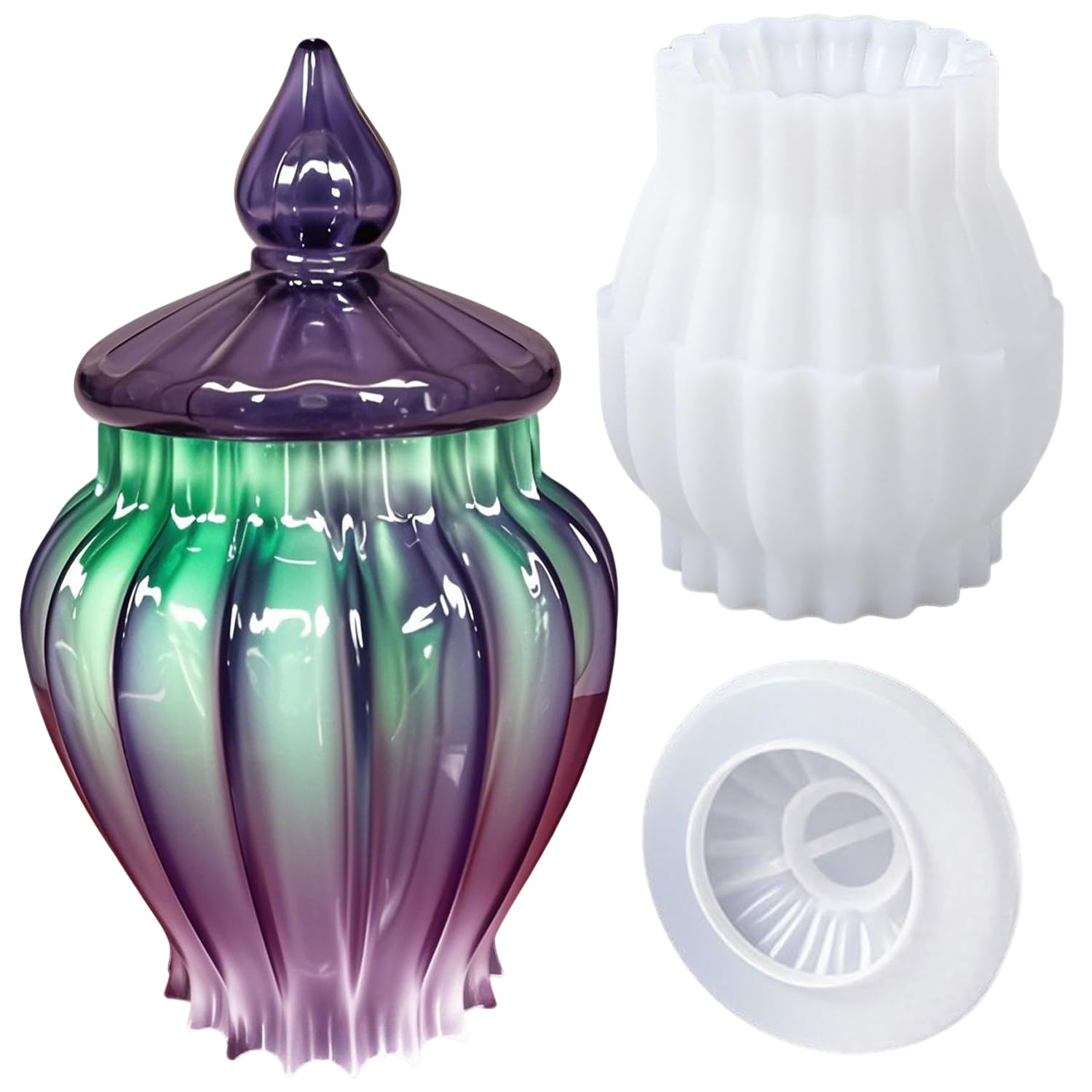 Jar Resin Mold with Lid, Candle Holder Molds, Jewelry Storage Box Mold