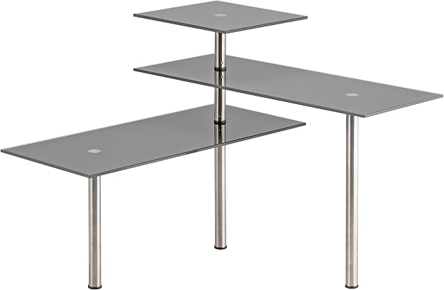 bremermann Glass Corner Shelf Kitchen Shelf Glass and Stainless Steel (Grey)