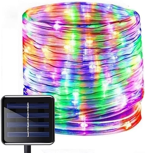 YFEIQI Cuerda de luces solares para manguera (50  300 LED opcionales), guirnalda impermeable para iluminación festiva de jardín al aire