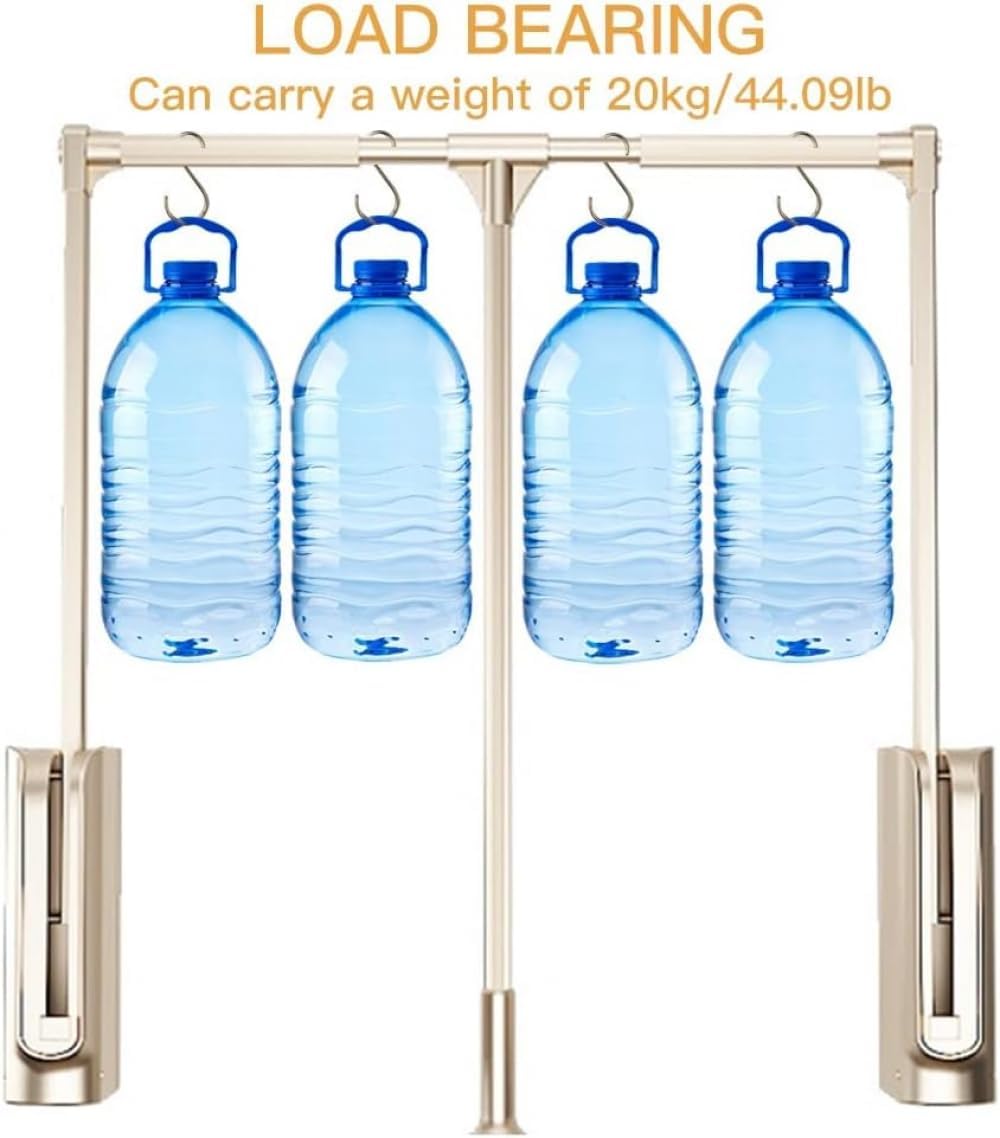 Barra de Armario Escamotable, Carga 30 Kg, Percha Ajustable, Barra De Prenda, Guardarropa, Ancho Ajustable 89-121 cm, Montaje En Piso, Acero Inoxidable, Metal (M)