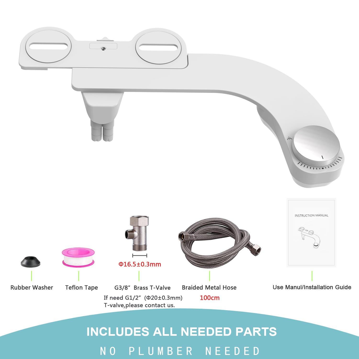 Bidet Einsatz Für Toilette links - WITHLENT Ultra-Slim Nicht Elektrisch Einsatz Für Toilette mit,Doppel Düsen Bidet Toilettenaufsatz,Front- und Heckreinigung,WC-Aufsatz,Po-Dusche, Taharet (Silber)