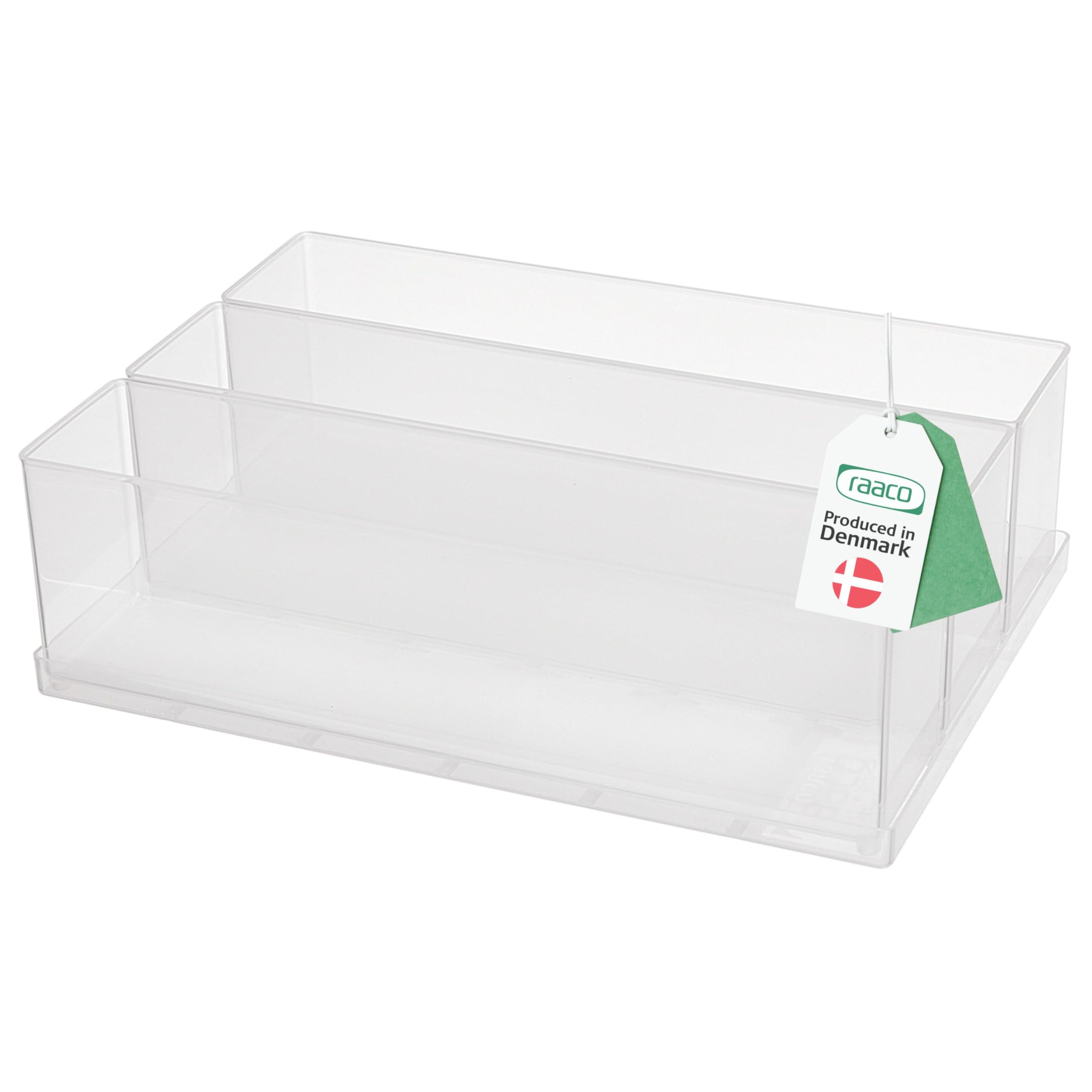 raaco Scatola portaoggetti 80 3xBA8-3, vassoio con 3 inserti, trasparente, 16,8 x 23,8 x 6,9 cm