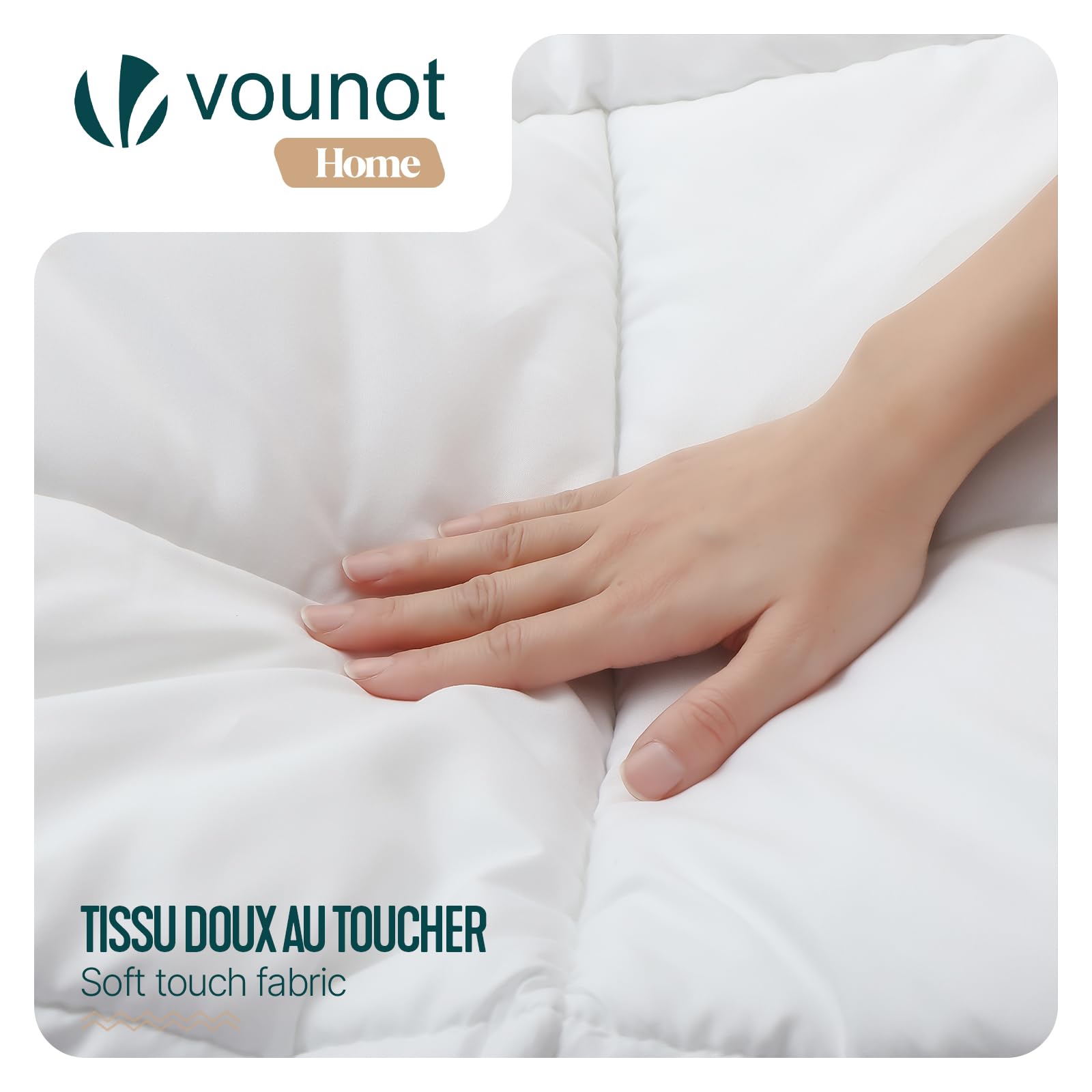 vounot® Couette 4 Saisons 220x240 cm 3 en 1-200g/m²+ 300g/m²= 500g/m² Couette Hiver en Microfibre Couverture Douce avec Rembourrage Moelleux Certifiée Oeko-Tex Blanc
