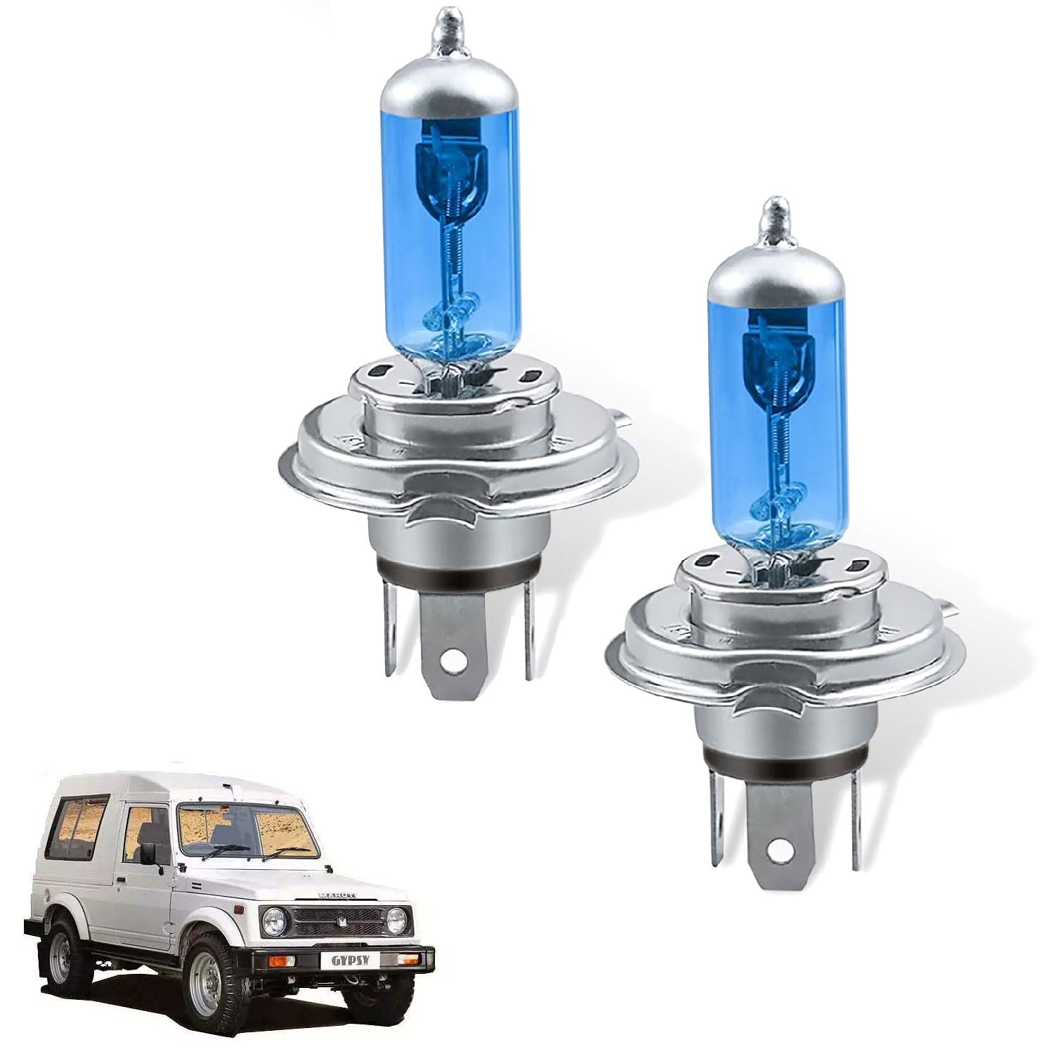 Auto Pearl Pack-2 H4 Car Super Bright Halogen Bulb, 12V 90/100W High/Low Beam Driving Halogen Light, Plug-and-play Bulb for Gypsy (White)-image-9