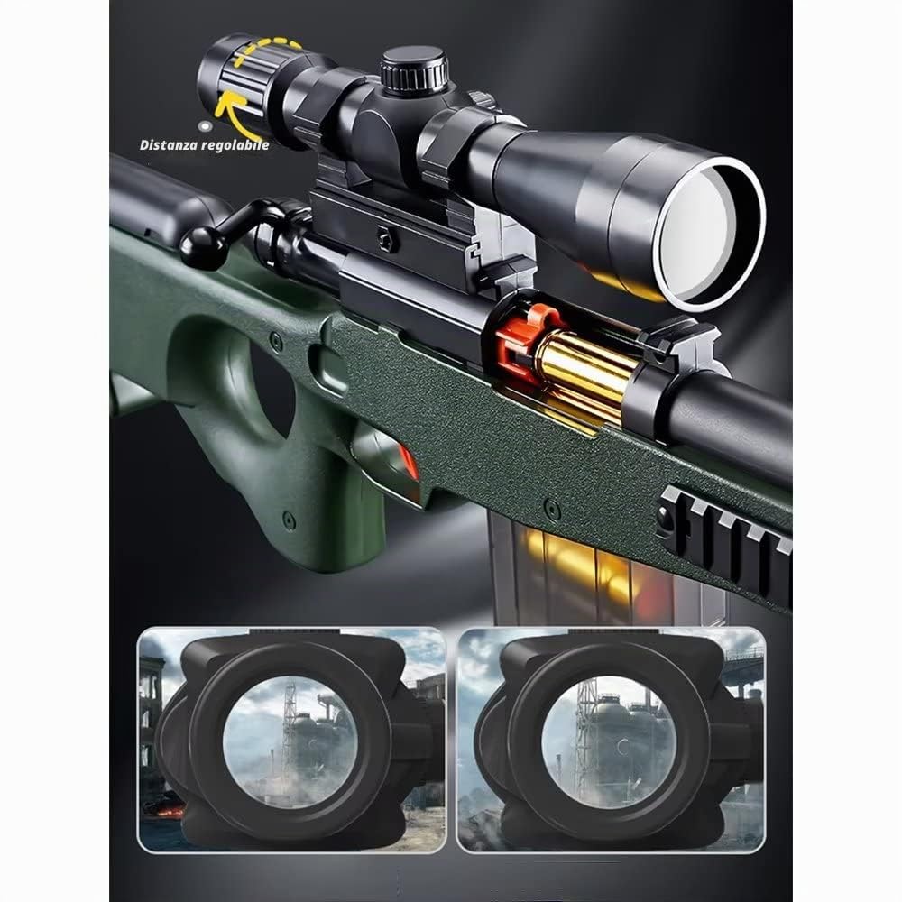Fucile da cecchino in schiuma Kar 98K AWM con portata 20 freccette ufficiali 6 boccole proiettile fucile da cecchino giocattolo manuale per anziani 8 (AWM)