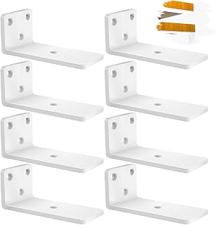 8 Stück Schwebende Regalhalterungen, Schwerlast Schwimmende Regalhalterungen, Robuste Metallwandhalterungen für Wandanbringung DIY offenes Regal (Weiß, 12,7 cm) 5in