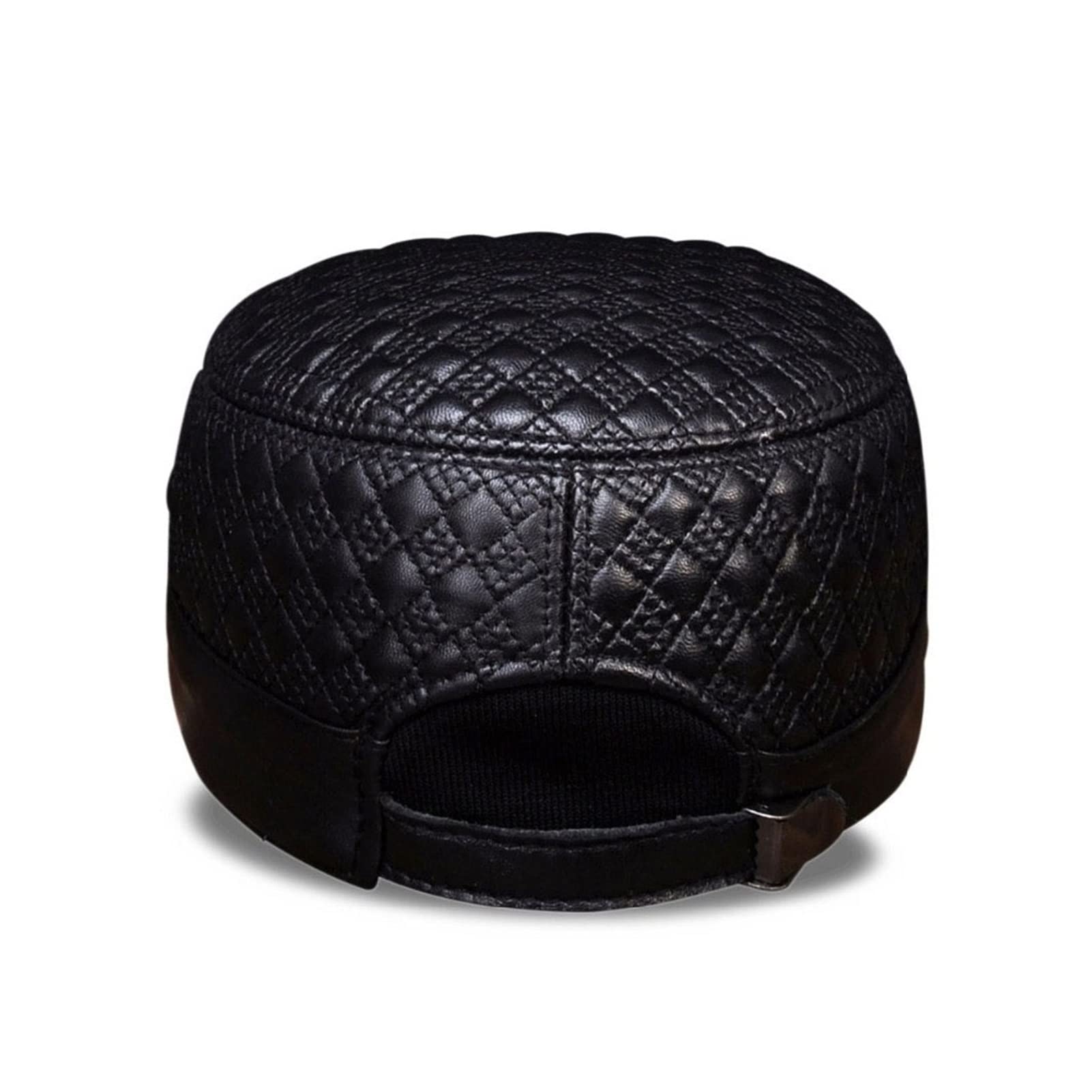 Cappelli e Cappelli da Baseball in Vera Pelle da Uomo in Vera Pelle da Uomo Nuova Primavera Vera Pelle Capsula(Black with Line)