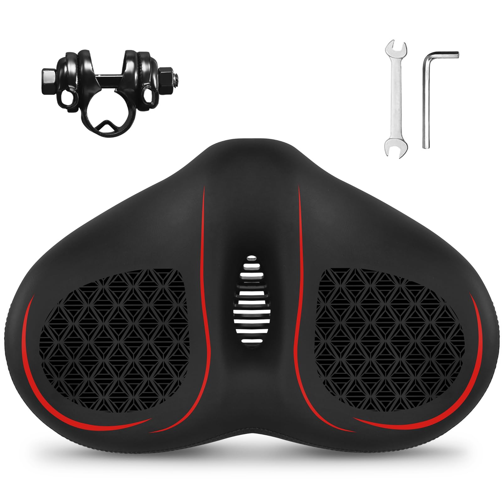AEYINO Noseless Oversized Bike Seat for Men and Women,Comfortable Wide Bicycle Saddle Waterproof Soft Memory Foam Padded Replacement Cushion for MTB,Peloton,Mountain,City,Road,Exercise Bikes