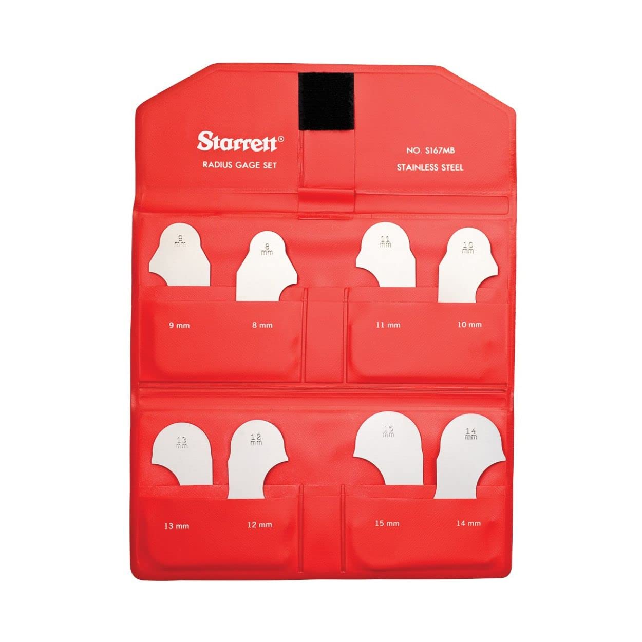Starrett S167MBZ Radius Gauge Set Millimeter without Holder, Satin Finish, 815mm Range, 1mm