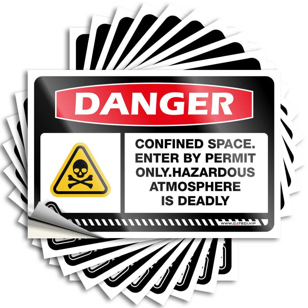 Spring Outdoor Decor Tumbler Decals | Danger Confined Space Enter By Permit Only Hazardous Atmosphere is Deadly Encouragement Durable Vinyl Sticker Easy Apply for Items(12X18CM)