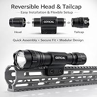 Vista 4 de Gotical Linterna de montaje en riel de 500 lúmenes con interruptor de presión remoto, haz blanco de 1 modo, montaje integral y cargador incluidos