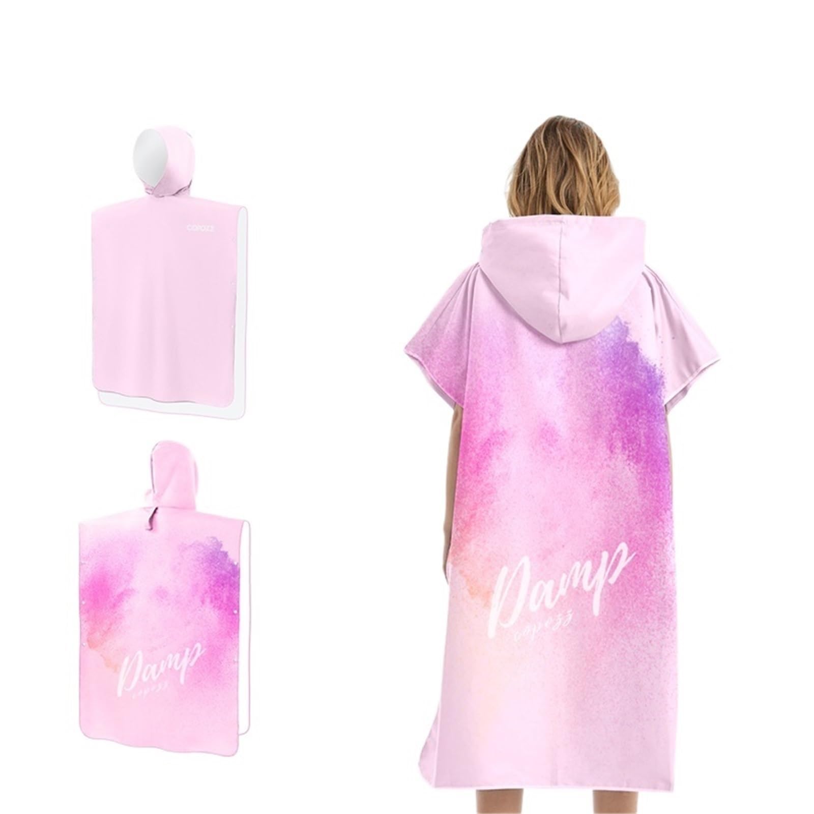Poncho da surf, asciugamano for sport acquatici, accappatoio con cappuccio, coperta spiaggia, telo bagno, muta, poncho for adulti Poncho da Spiaggia(Pink)