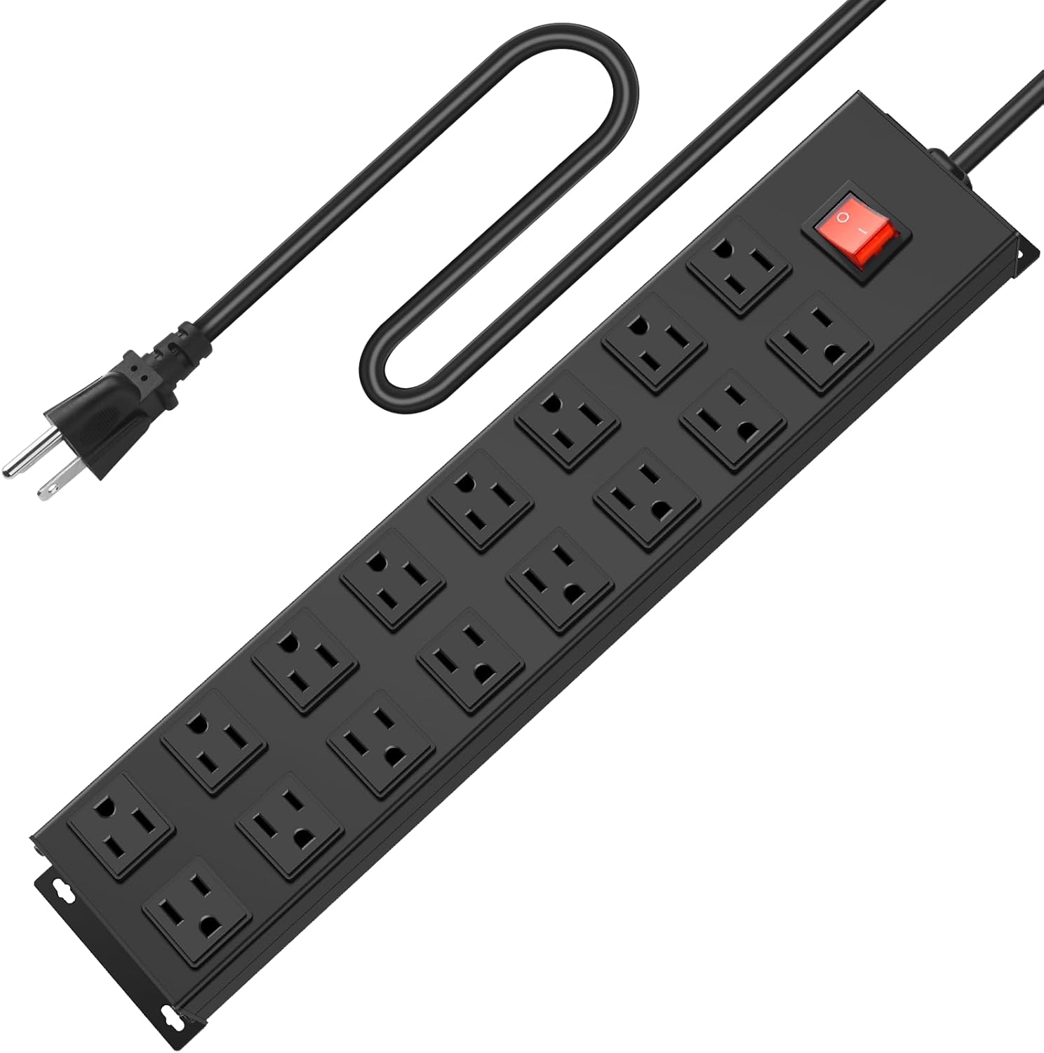 HHSOET Metal 16 Outlet Mountable Power Strip, Wall Mount Garage Workbench Socket, Gaming Table Surge Protector with 6 FT Power Cord.(Black) HHSOET Metal 16 Outlet Mountable Power Strip, Wall Mount Garage Workbench Socket, Gaming Table Surge Protector with 6 FT Power Cord.(Black)