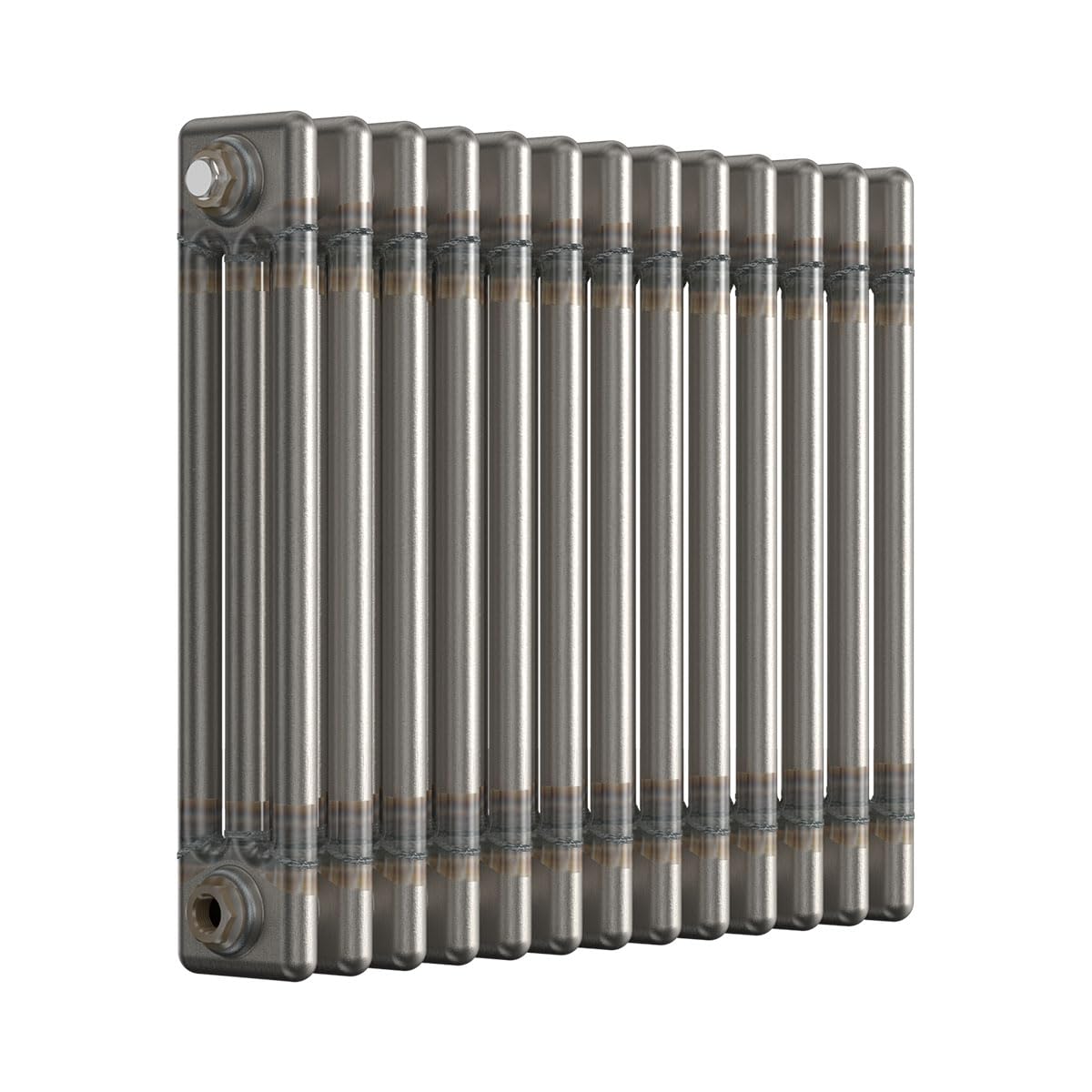 Lux Heat Bare Metal Lacquer Horizontal 3 Column Traditional Radiator 500mm (H) x 605mm (W) — image 1