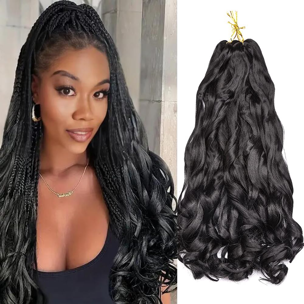Pre Stretched Braiding Hair 20 Inch Loose Wave Crochet Braids Hair 8 packs Big wavy curly Bouncy Braiding Hair Curly Synthetic (1b#, 26inch(pack of 8)