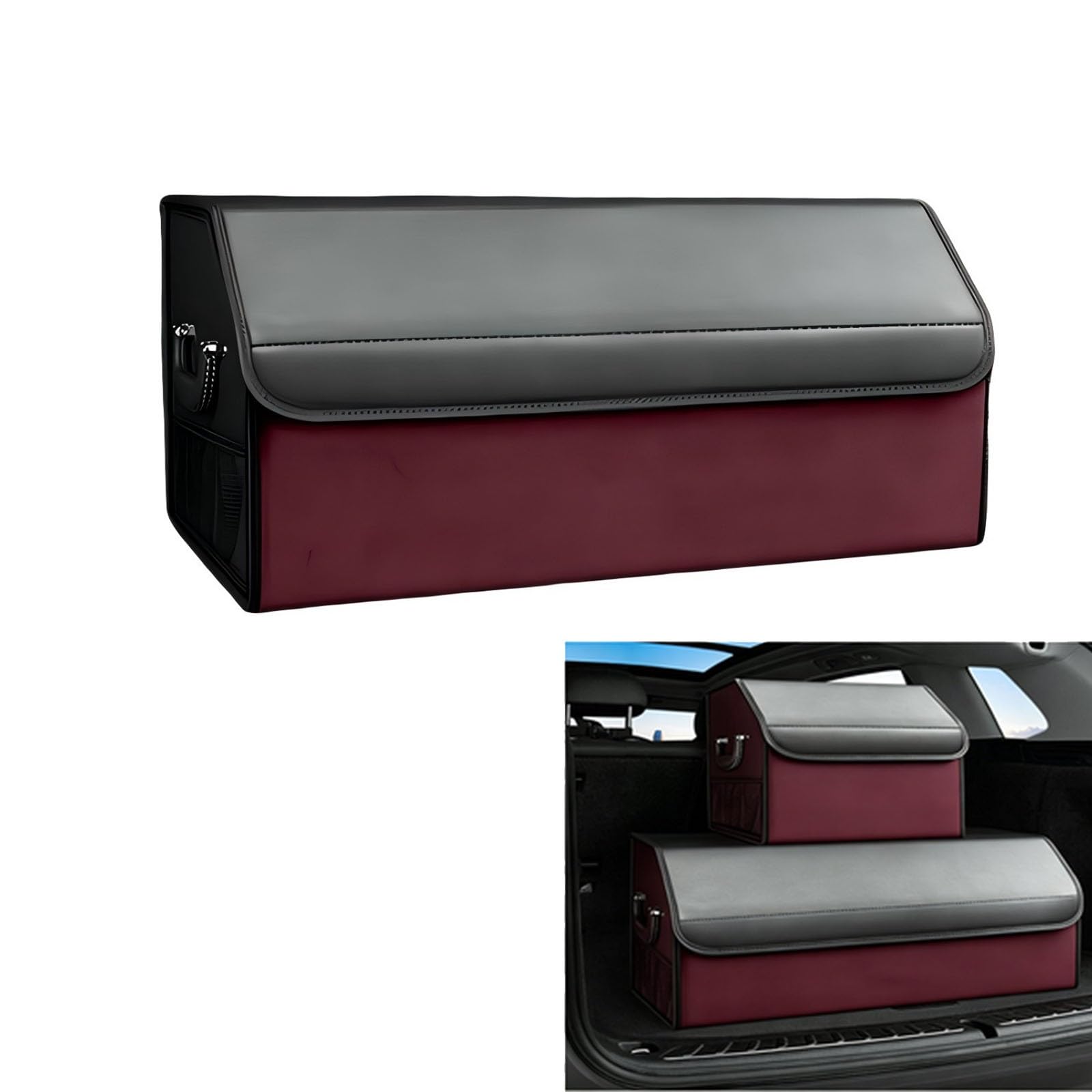 YADKMG Car Boot Organiser For VOLVO XC90 5seats 2003-2019 Boot Organiser Foldable Car Boot Bag Car Boot Organiser Waterproof Multi Compartment(Red,Large)