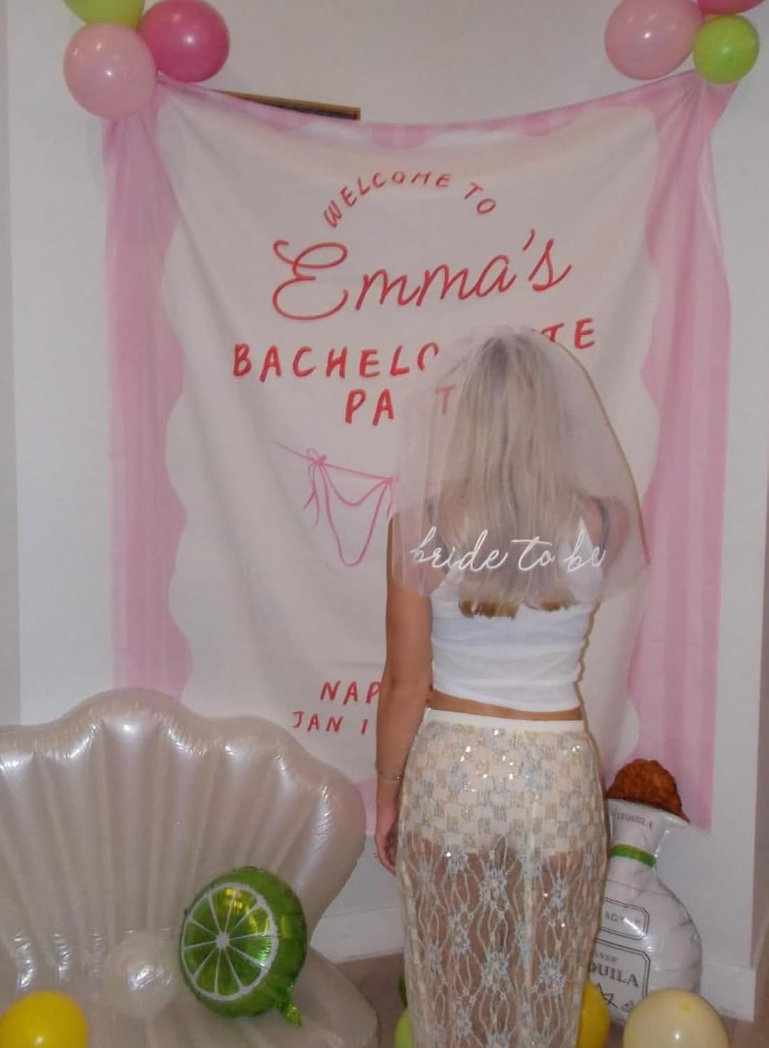 xo, Fetti Bachelorette Bride To Be Embroidered Veil | BachParty Accessory, Bride To Be Headband Decorations, White Headpiece Bridal Shower Gift, Engagement Supplies, Wedding, Bridesmaid Favors - Image 5