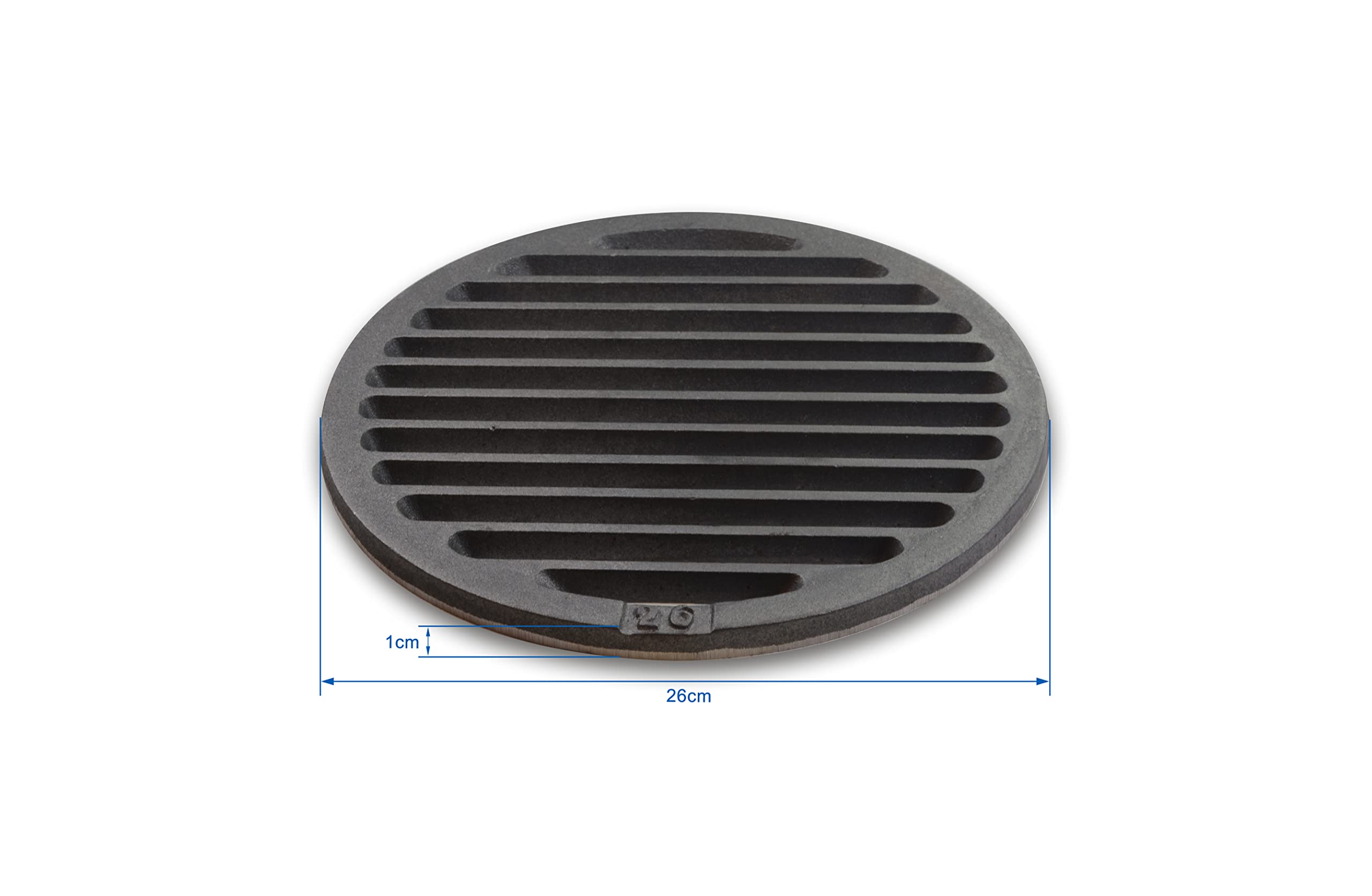 Grillrostprofi - Feuerrost Kohlerost Ascherost Kaminrost, rund Durchmesser 26 cm - das Original aus massivem Gusseisen von Ihrem Grillrostprofi.