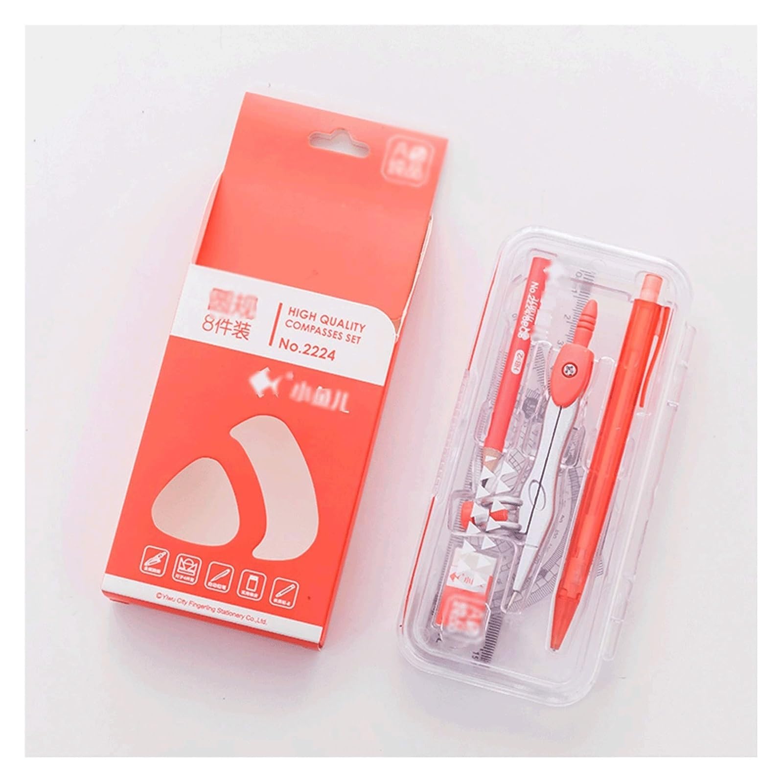 GddOGUK Ergonomic Geometry Set Compact Math Compass Geometry Tool Set with Ruler Protractor Pencil Eraser, Portable Student Drawing Kit