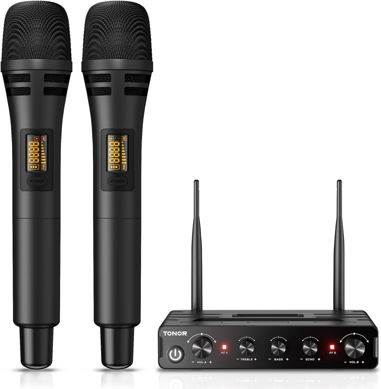 TONOR Professional Wireless Dynamic Microphone, UHF Microphone System for Karaoke, Wireless Microphone Set for DJ, Speech, Home Party, Singing, Church, Wedding, 60M, Black, TW350