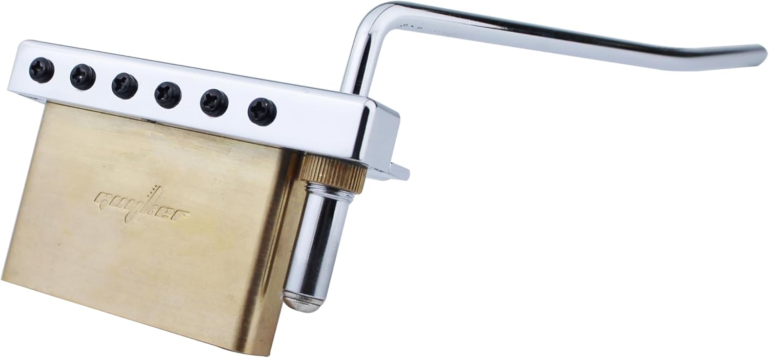 Guyker Guitar Tremolo Bridge String Spacing 10.8MM with Brass Saddle and Brass Block & Spring and Claw, Pop-In Vibrato Bar, Complete Install Kit, GG1009A Chrome