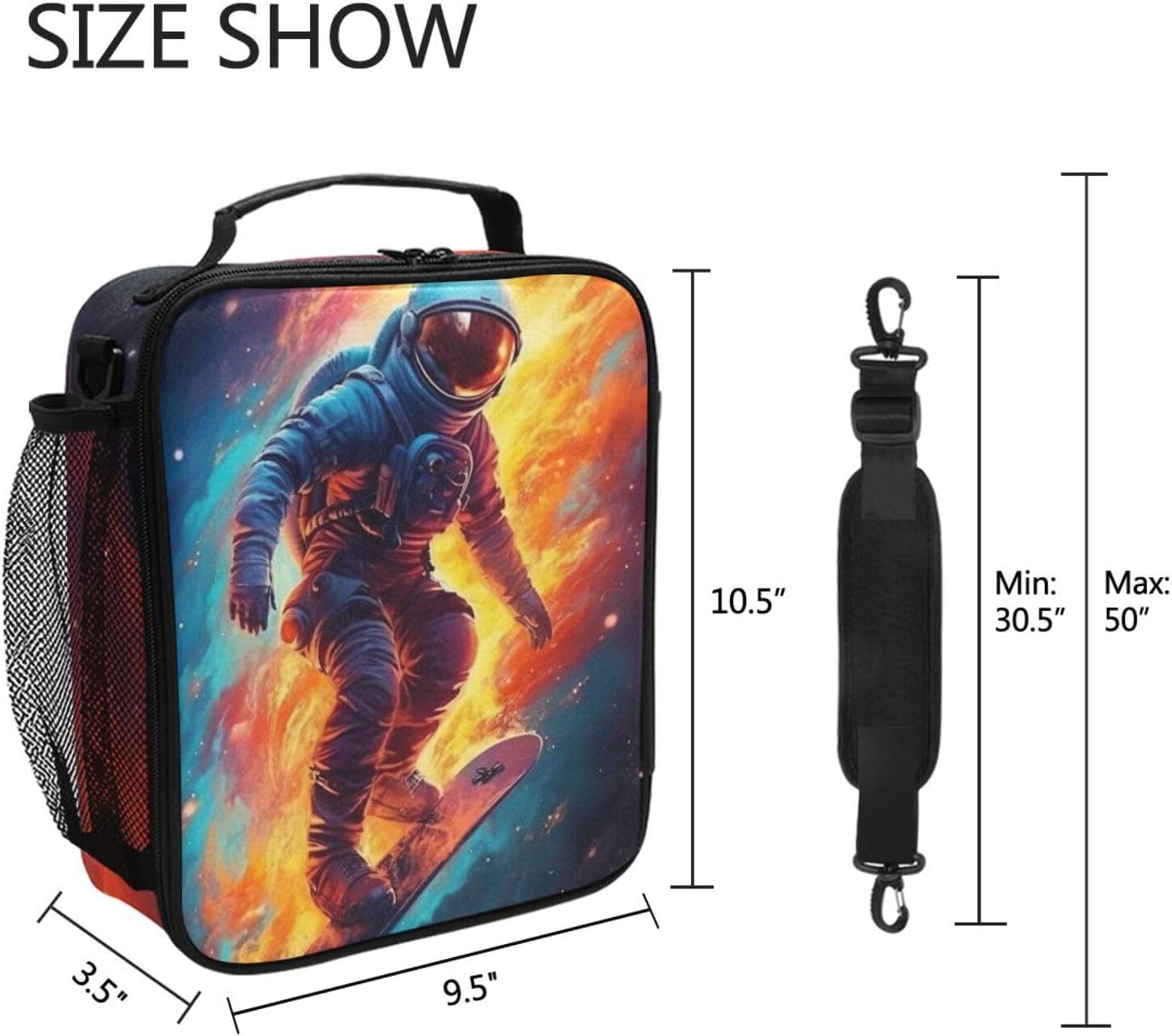 Kids Lunch Box Astronaut Space Cooler Insulated for Boys and Girls, Lunch Bag with Shoulder Strap for School, Picnic Meal 20850384
