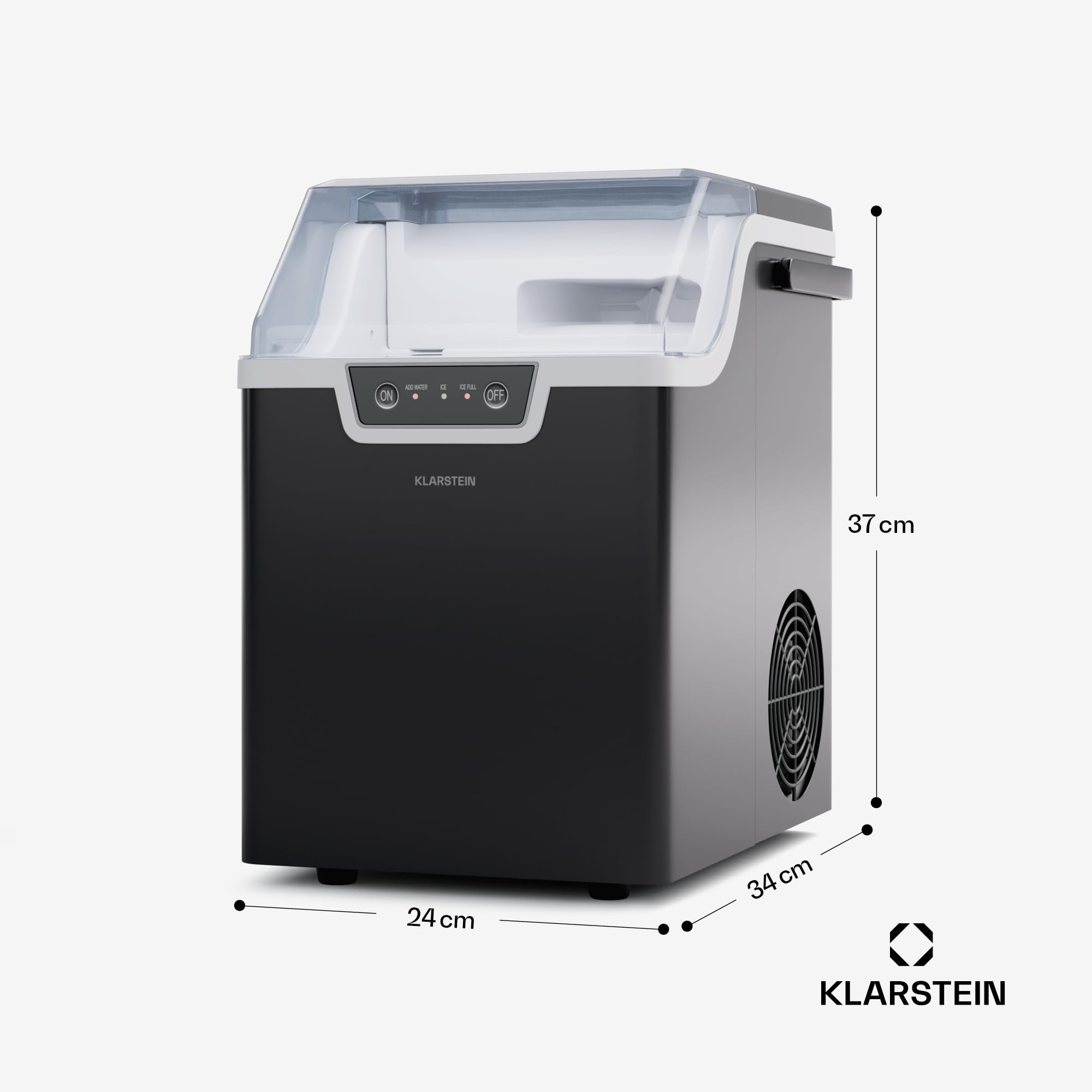 Klarstein Machine a Glacons, Machine à Glacons pour la Maison, Machine a Glacon 200W, 1,7 litres, Fonctionnement Rapide 4 min, Ice Maker 12kg de Glace, Portable, Machines à Glaçons Autonettoyante