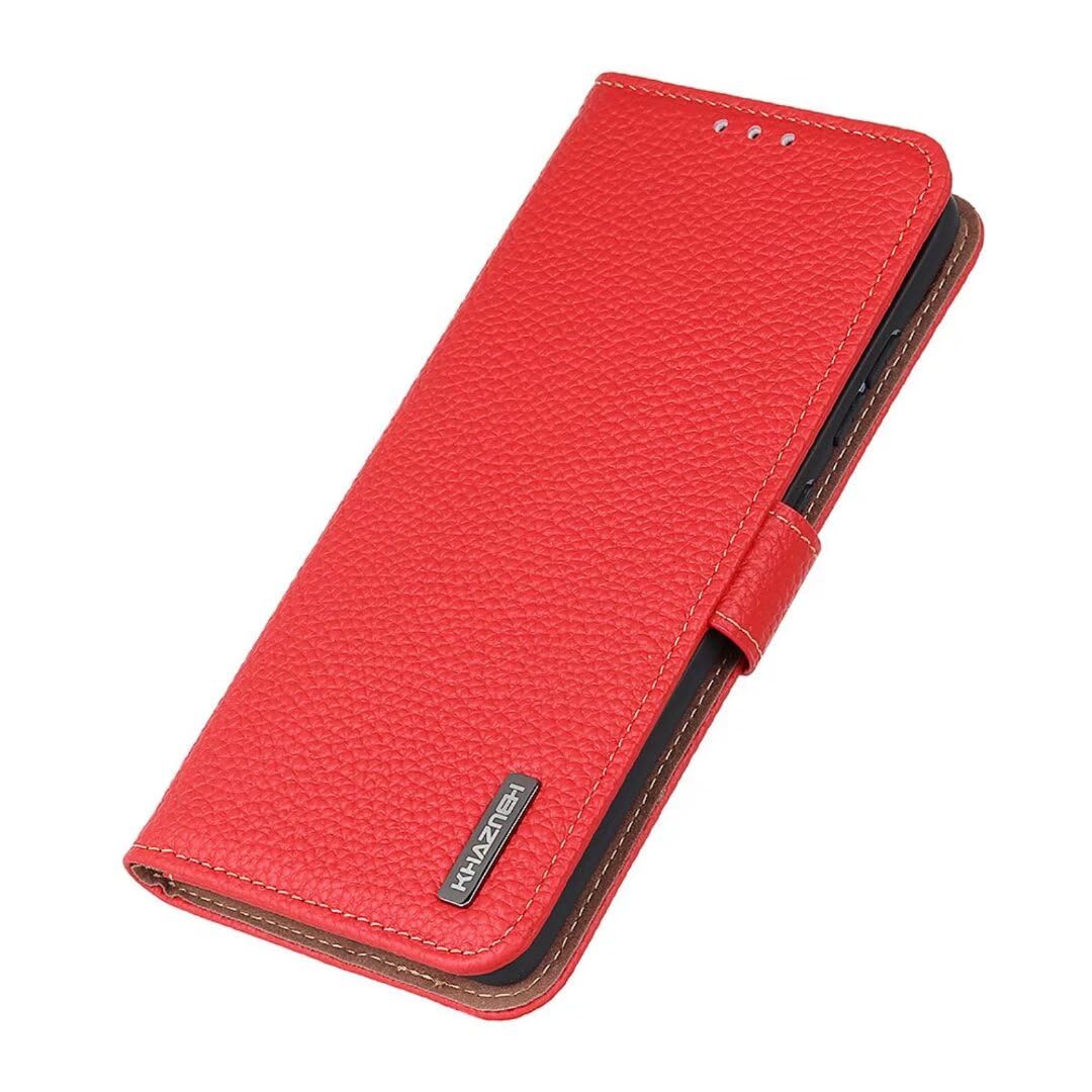 COQUE Etui na Honor X6c okładka, skórzany wzór liczi etui z klapką z przegródką na kartę etui na telefon do Honor X6c 5G-czerwone