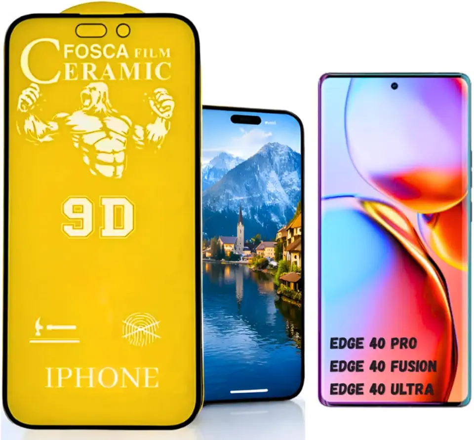 Película Cerâmica Fosca 9D MOTO EDGE 40 PRO / EDGE 40 FUSION / EDGE 40 ULTRA, Proteção Total ,Anti-Risco e Não Fica Com Marca De Dedo Na Tela